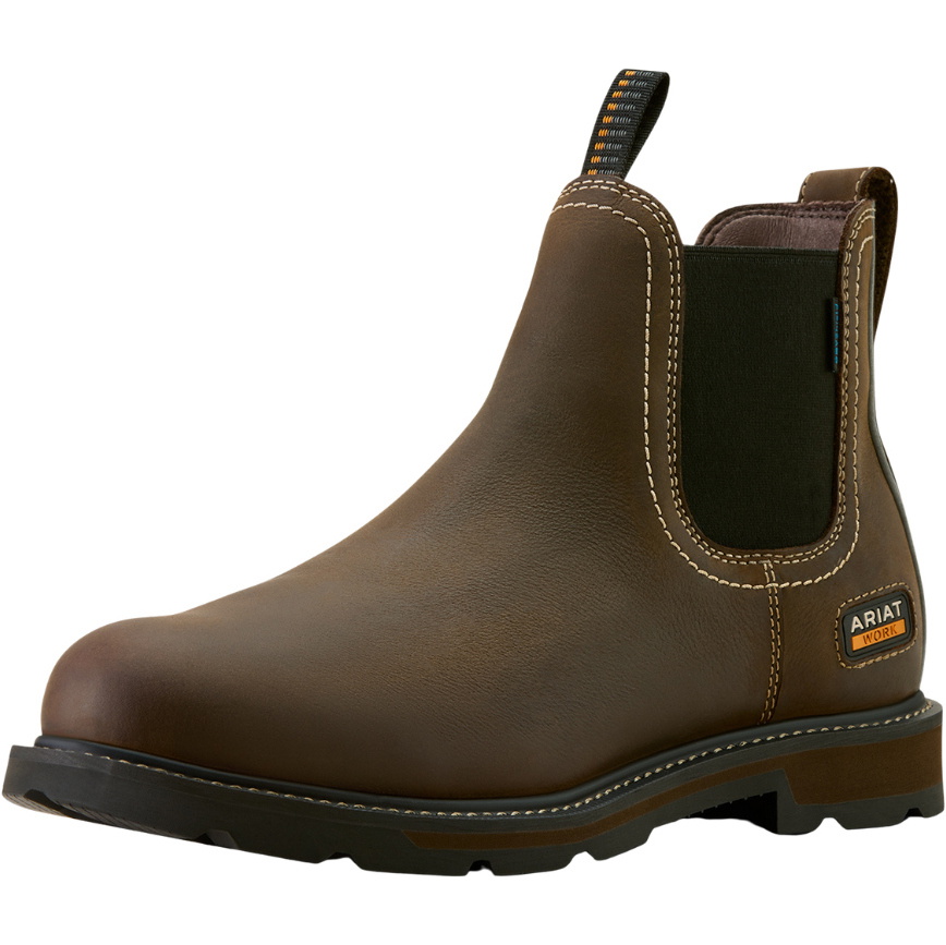 2025 Ariat Mens Groundbreaker Chelsea Waterproof Soft Toe Work Boot 10063854 - Dark Brown